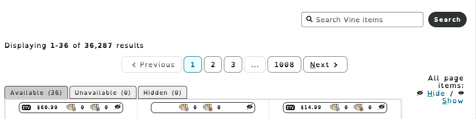 Pagination displayed at the top of the page